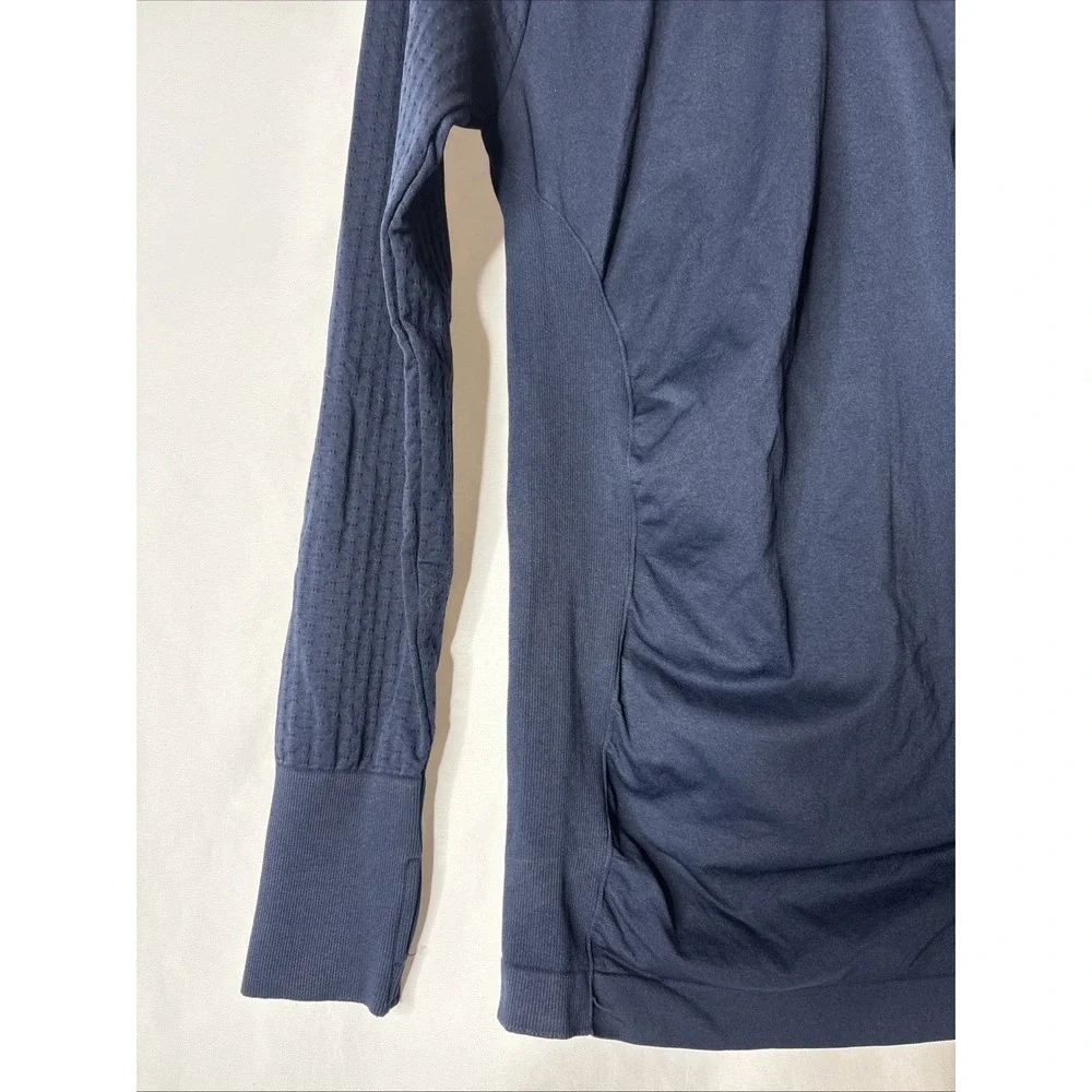 Clima Wear Women's M Athletic‎ Seamless Long Sleeve Hoodie Blue Stretch Shirt - Picture 2 of 6